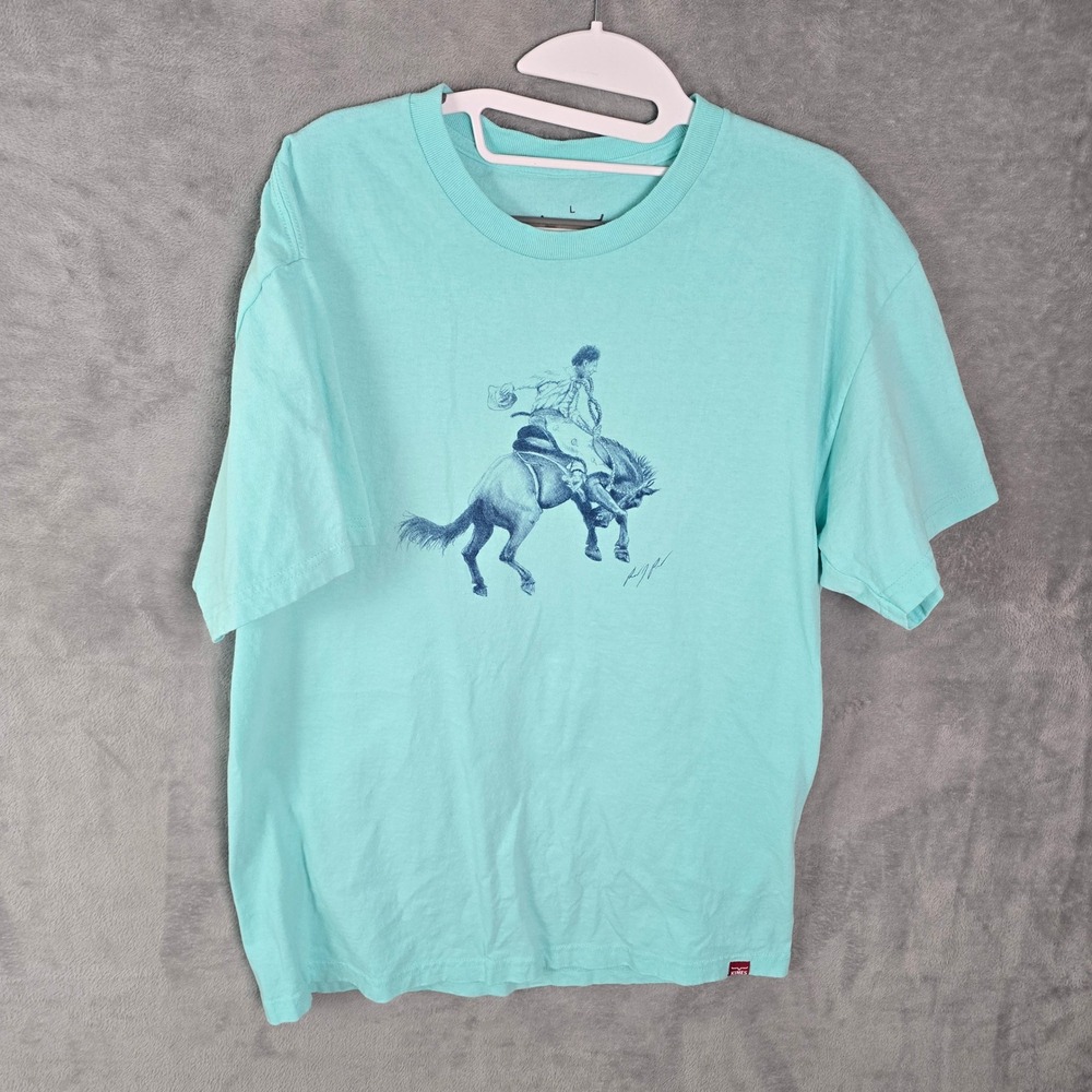 Randy Paul X Kimes Ranch Turquoise Bronc Rider Graphic Tee Shirt Womens Large